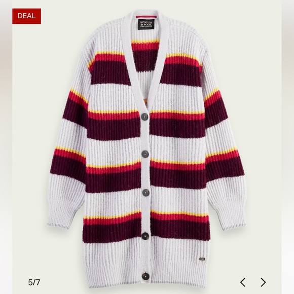 NWT Scotch & Soda V-Neck Knitted Striped Purple Cardigan‎ Sweater, Size: X-Small - Picture 5 of 13